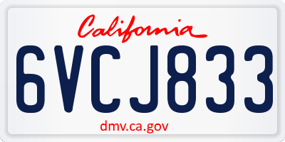 CA license plate 6VCJ833