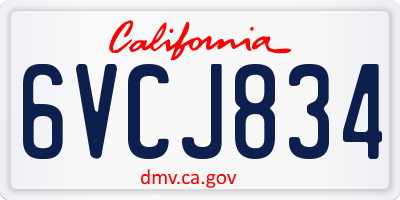 CA license plate 6VCJ834