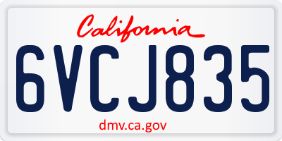 CA license plate 6VCJ835