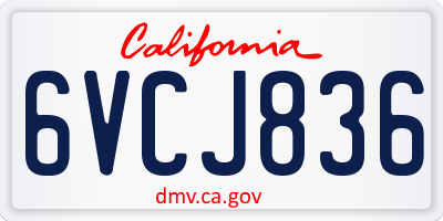 CA license plate 6VCJ836