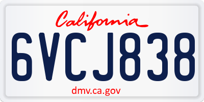 CA license plate 6VCJ838