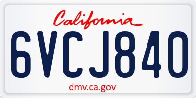 CA license plate 6VCJ840