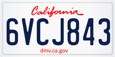 CA license plate 6VCJ843