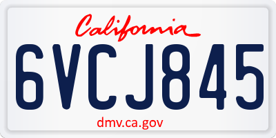 CA license plate 6VCJ845