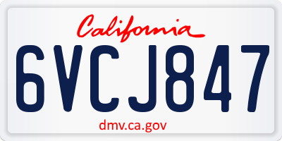 CA license plate 6VCJ847