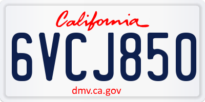 CA license plate 6VCJ850