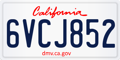 CA license plate 6VCJ852