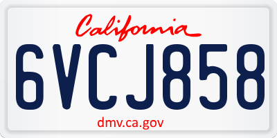 CA license plate 6VCJ858