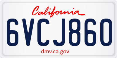CA license plate 6VCJ860
