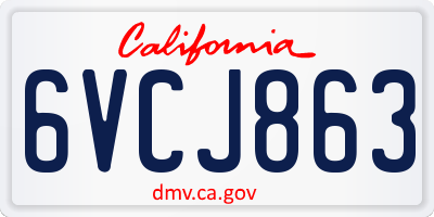 CA license plate 6VCJ863