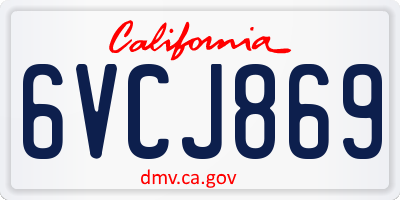 CA license plate 6VCJ869