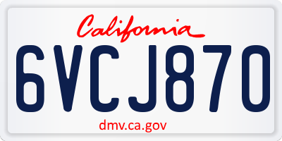CA license plate 6VCJ870