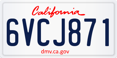 CA license plate 6VCJ871
