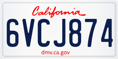 CA license plate 6VCJ874