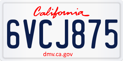 CA license plate 6VCJ875