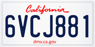 CA license plate 6VCJ881