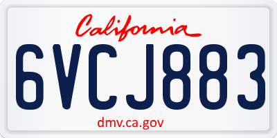 CA license plate 6VCJ883