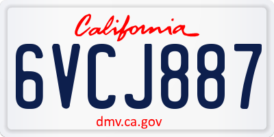 CA license plate 6VCJ887
