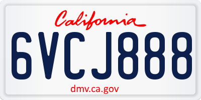 CA license plate 6VCJ888