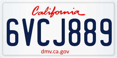CA license plate 6VCJ889
