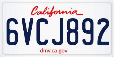 CA license plate 6VCJ892
