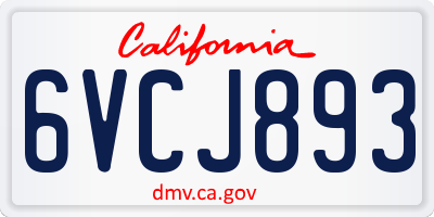 CA license plate 6VCJ893