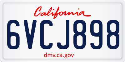 CA license plate 6VCJ898
