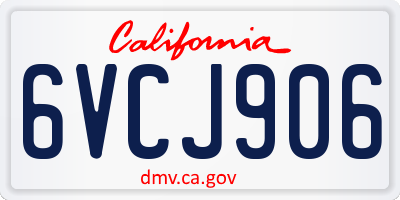 CA license plate 6VCJ906