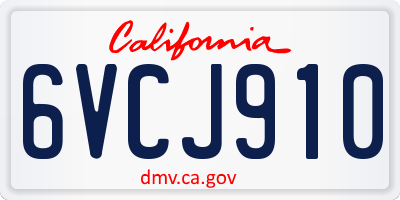 CA license plate 6VCJ910