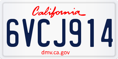 CA license plate 6VCJ914