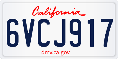 CA license plate 6VCJ917