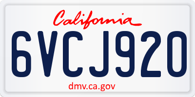 CA license plate 6VCJ920