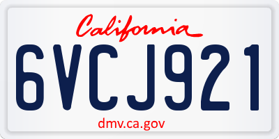 CA license plate 6VCJ921