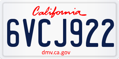 CA license plate 6VCJ922