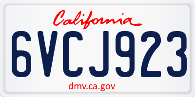 CA license plate 6VCJ923