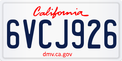 CA license plate 6VCJ926