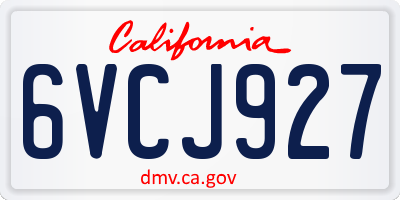 CA license plate 6VCJ927