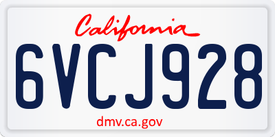 CA license plate 6VCJ928