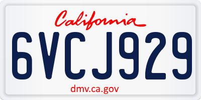 CA license plate 6VCJ929