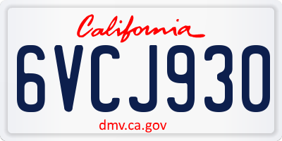 CA license plate 6VCJ930