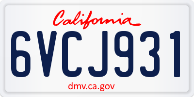 CA license plate 6VCJ931