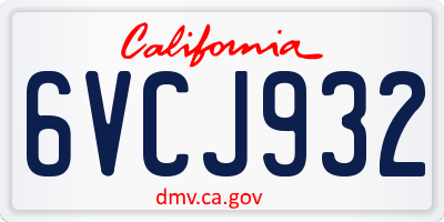 CA license plate 6VCJ932
