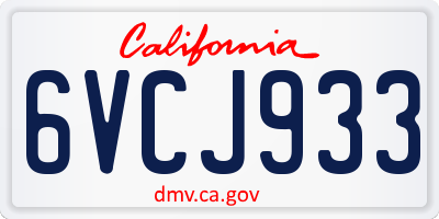 CA license plate 6VCJ933
