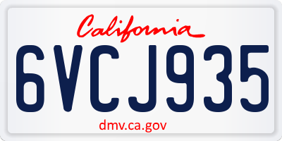 CA license plate 6VCJ935