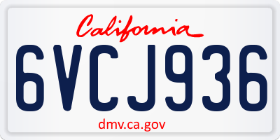 CA license plate 6VCJ936
