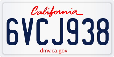 CA license plate 6VCJ938