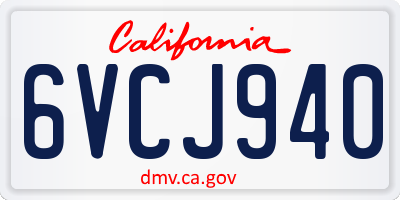 CA license plate 6VCJ940