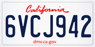 CA license plate 6VCJ942