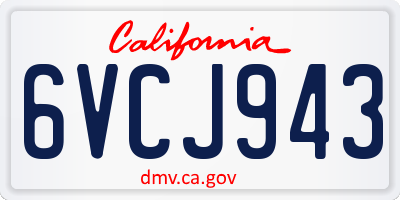 CA license plate 6VCJ943