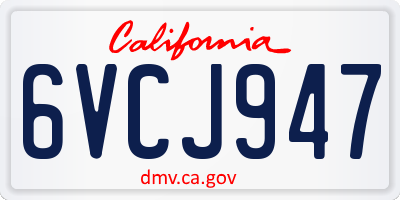 CA license plate 6VCJ947